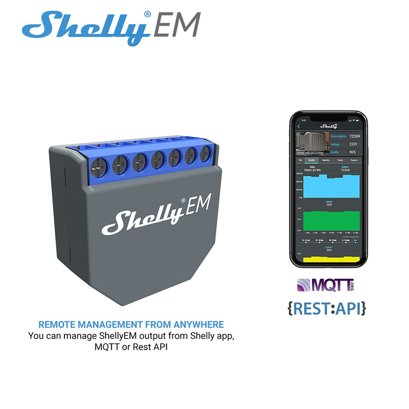 Smart Home Google - Interruptor Inteligente WiFi SHELLY EM, Control