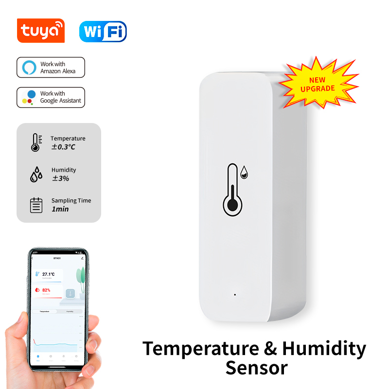 Smart Home Voice Assistant - Tuya-Sensor de temperatura y humedad WiFi,