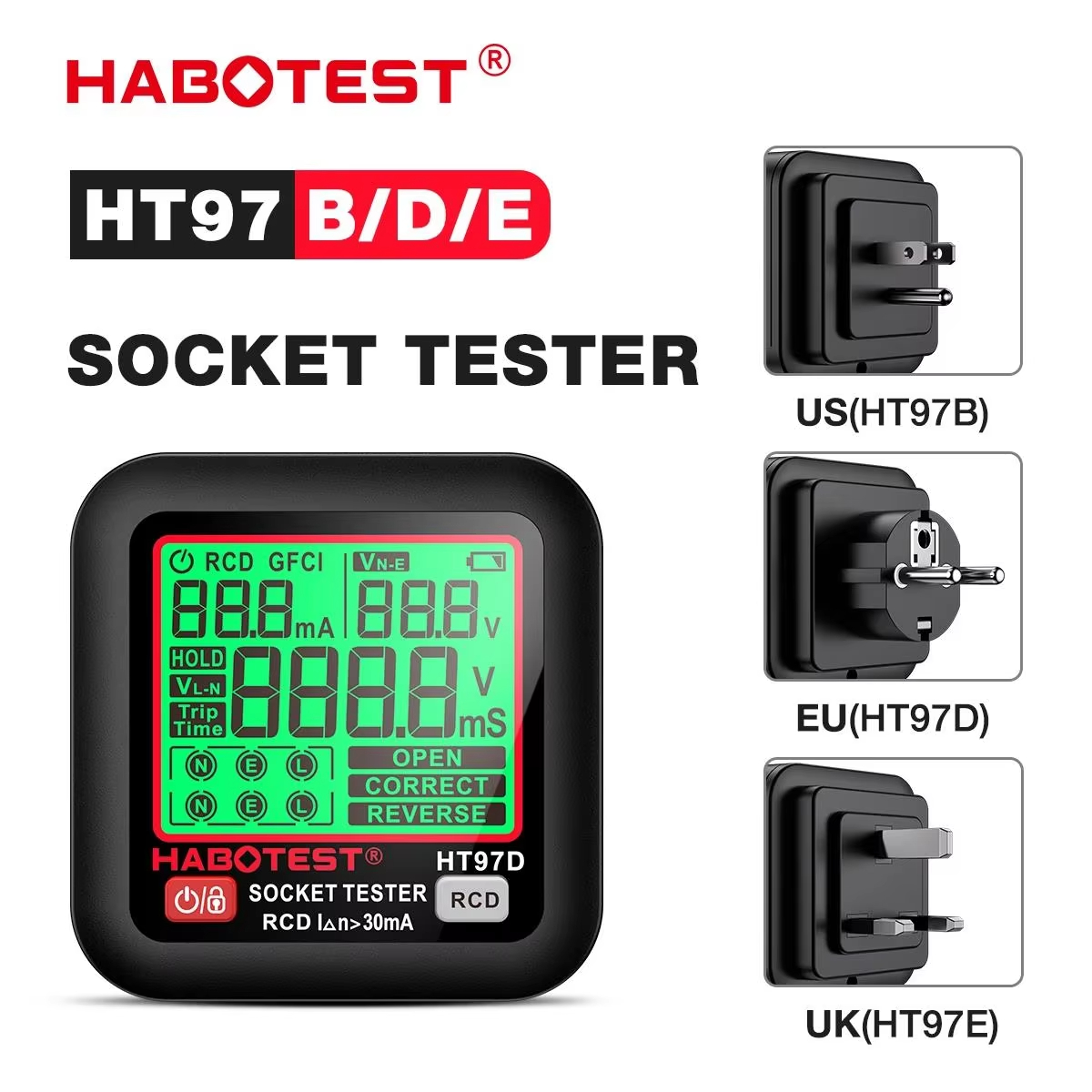 Smart Home Europe - HABOTEST HT97 probador de enchufe Digital