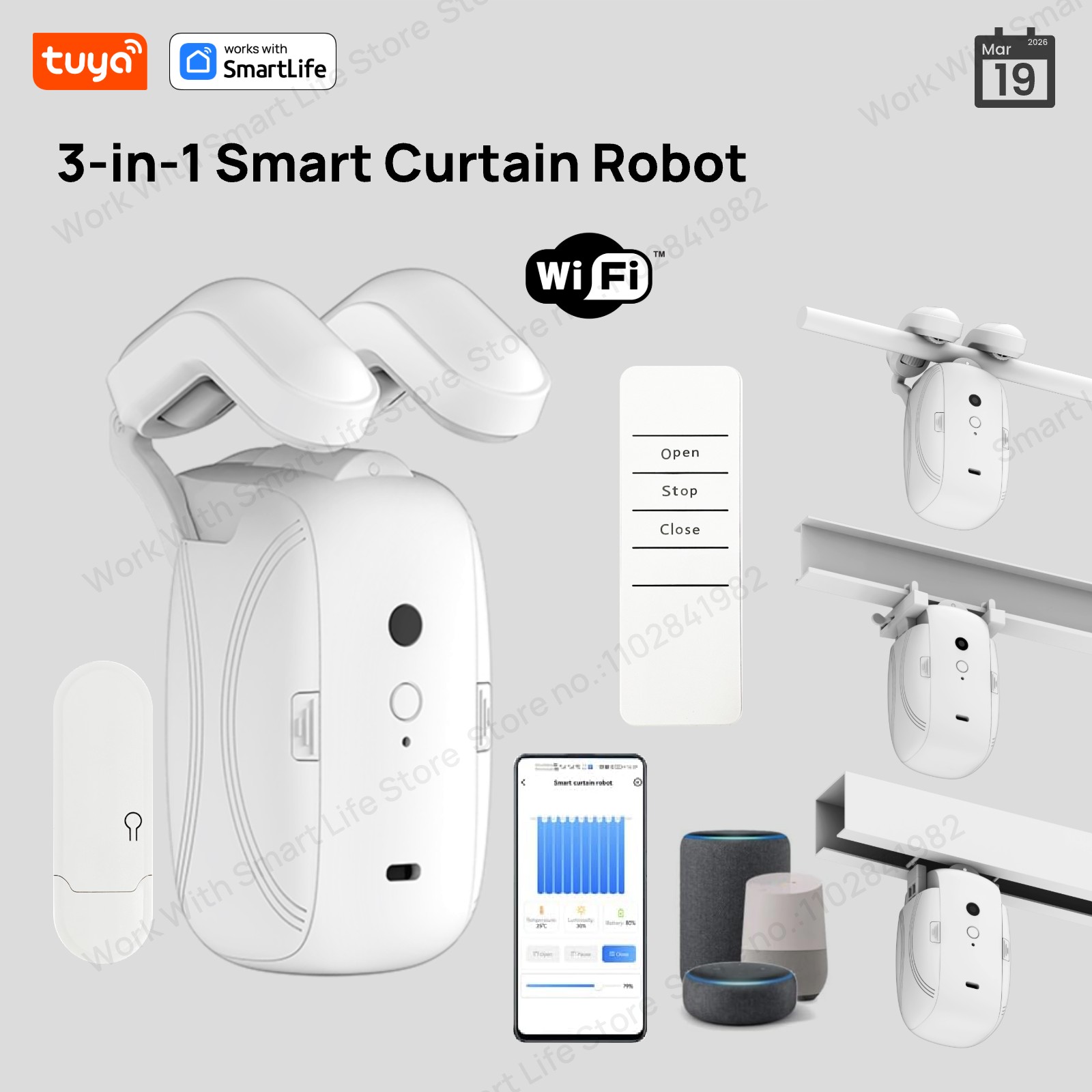 Smart Home Registration - 1/2 Unidades Robot Cortina Inteligente WiFi