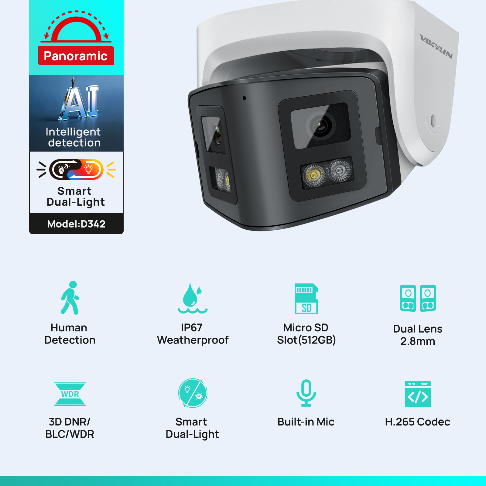 Smart Home Hikvision - Vikylin-cámara IP panorámica de 4MP con